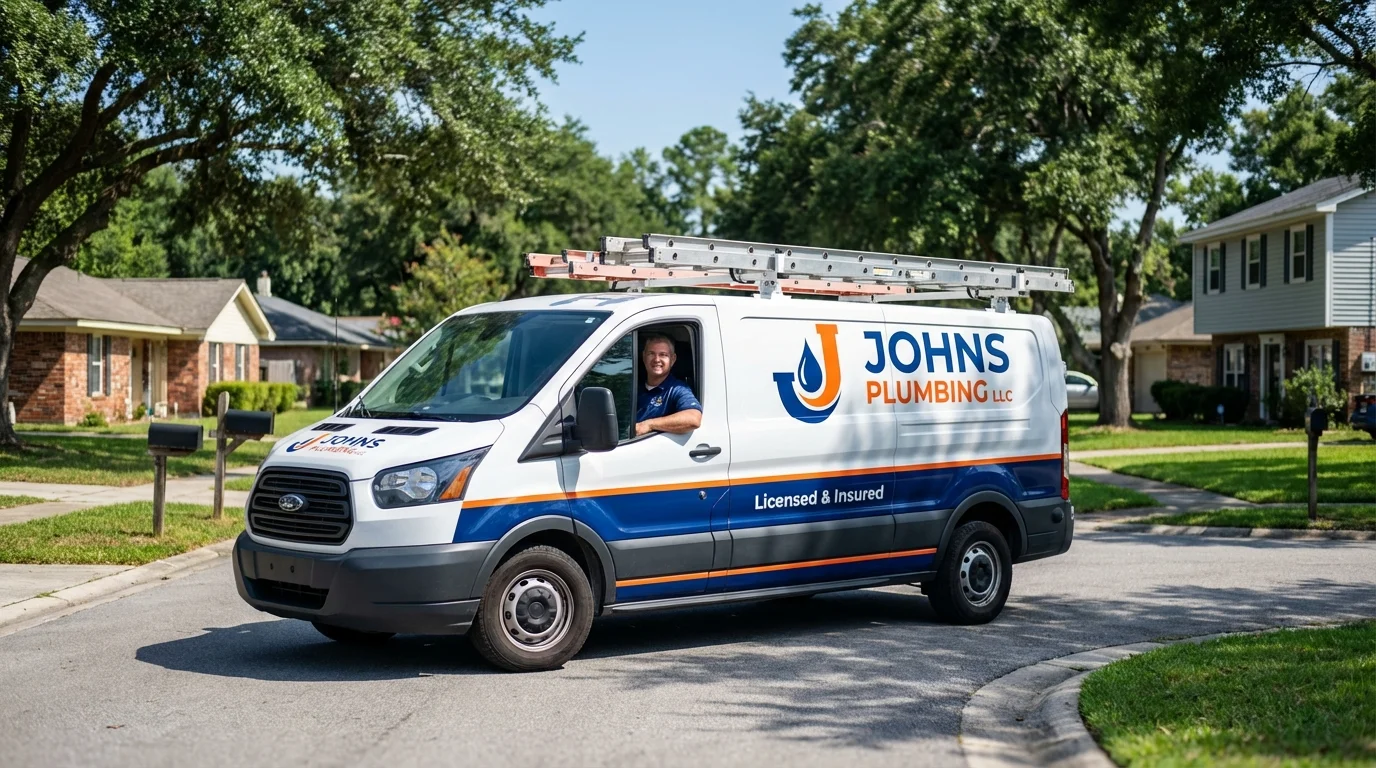 Johns Plumbing LLC service van in West Terre Haute, IN
