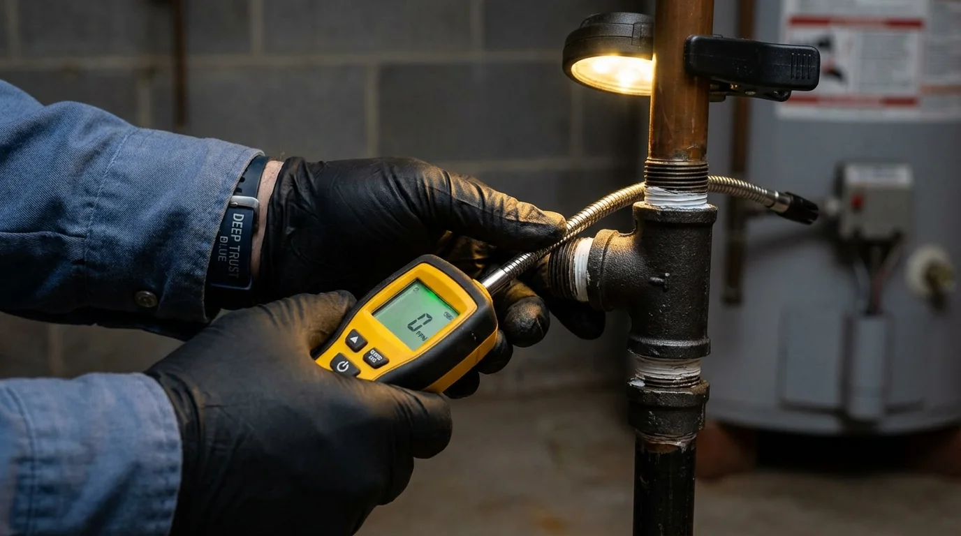 Gas leak detection with electronic sniffer by Johns Plumbing LLC in West Terre Haute